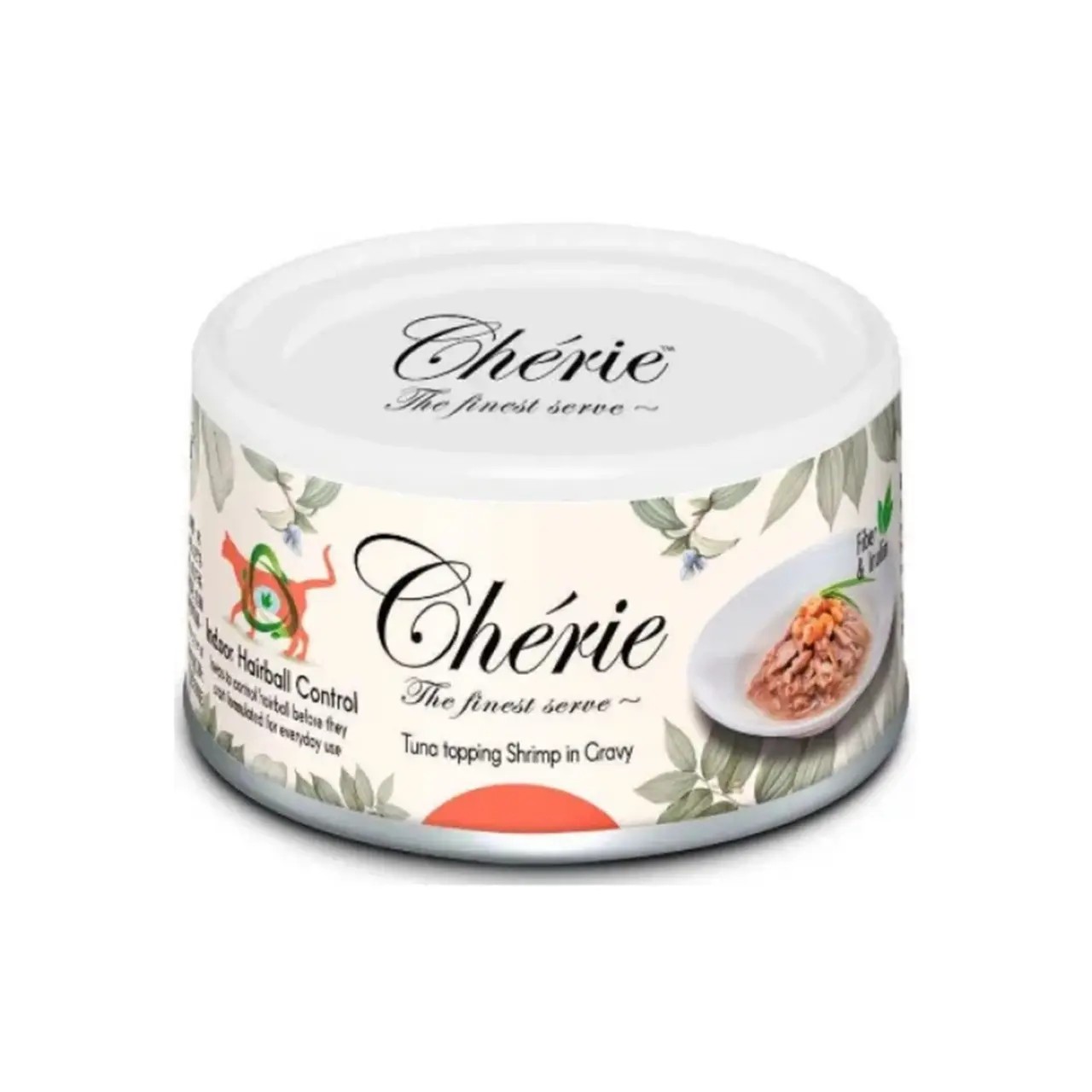 Вологий корм Cherie Hairball Control для котів з тунцем та креветками 80 г Вологий корм Cherie Hairball Control для котів з тунцем та креветками 80 г