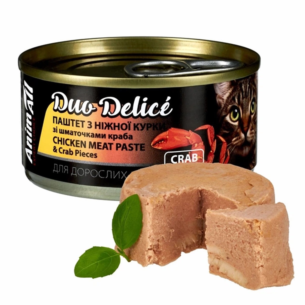 Консерва AnimAll Duo Delice для котів паштет з курки зі шматочками краба, 80г Консерва AnimAll Duo Delice для котів паштет з курки зі шматочками краба, 80г