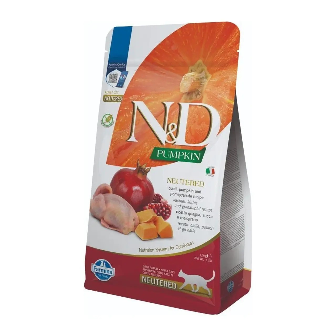 Сухий корм Farmina N&D Grain Free Pumpkin Neutered для дорослих котів перепілка гарбуз та гранат 1.5 кг Сухий корм Farmina N&D Grain Free Pumpkin Neutered для дорослих котів перепілка гарбуз та гранат 1.5 кг