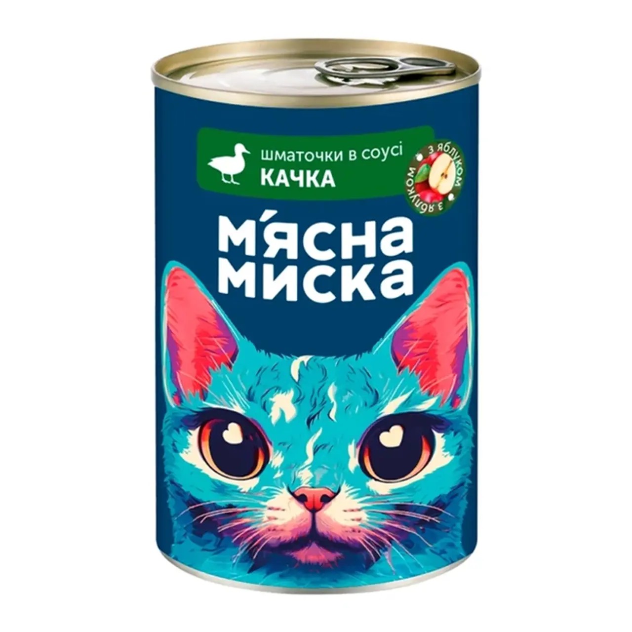 Вологий корм М'ясна миска для котів шматочки в соусі з качкою 415г Вологий корм М'ясна миска для котів шматочки в соусі з качкою 415г