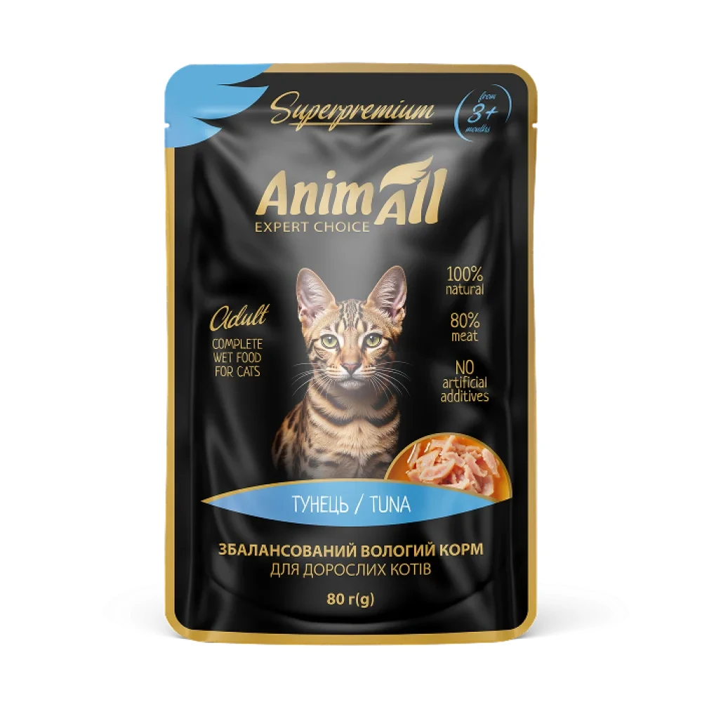 Вологий корм AnimAll для котів тунець 80 г