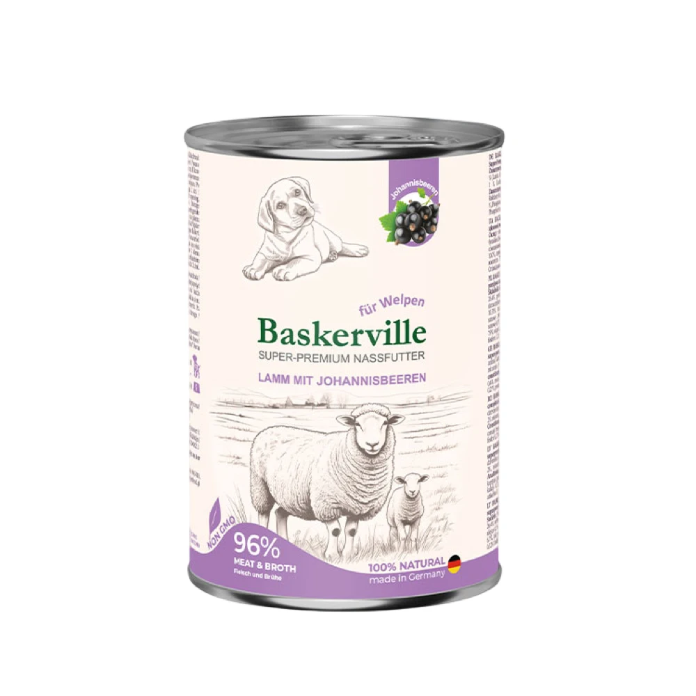Консервований корм Baskerville ягня та смородина для цуценят 400 г