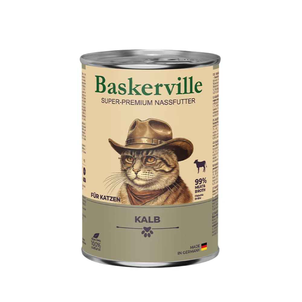 Консервований корм Baskerville для котів телятина 400г