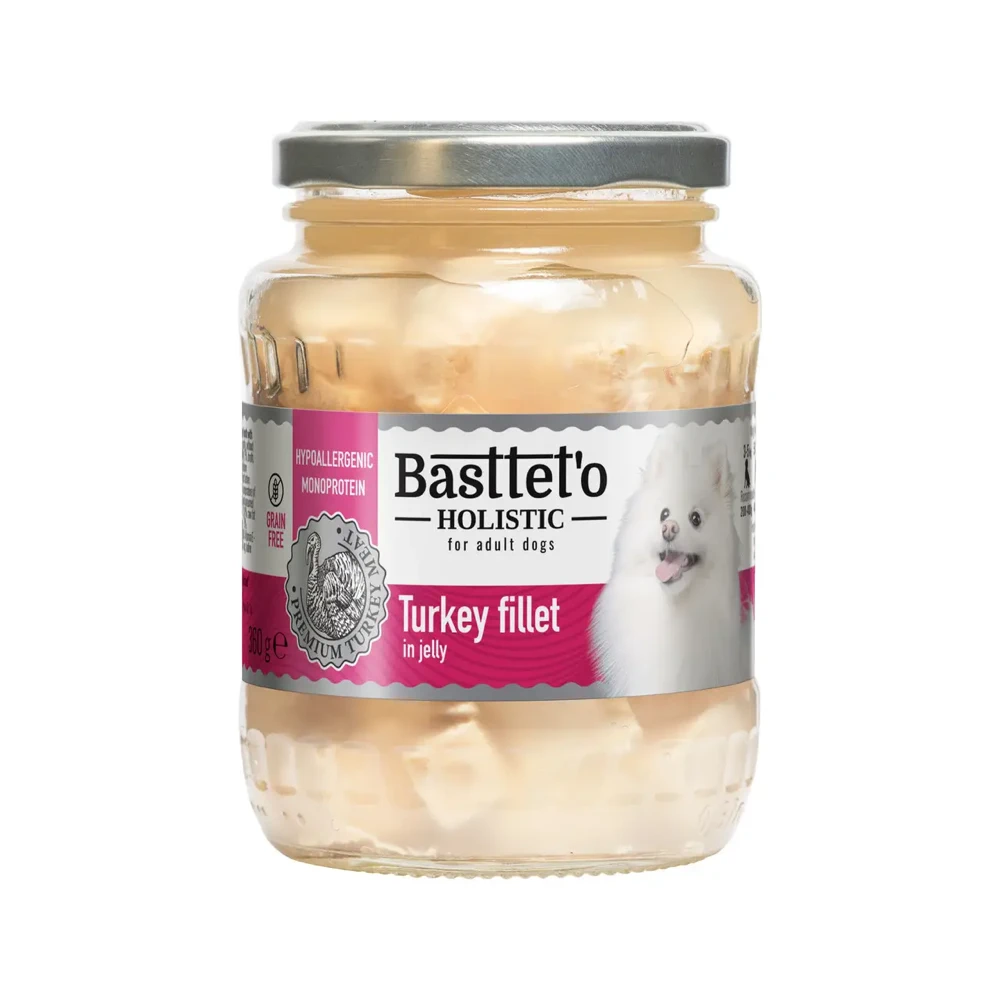 Корм вологий Basttet`o для собак Holistic шматочки філе індички в желе 360 г