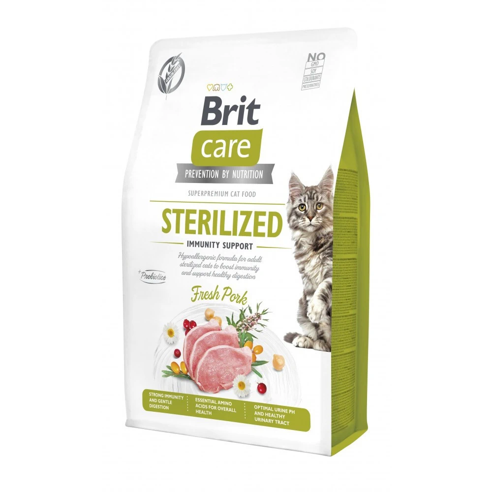 Корм сухий Brit Care Cat Grain Free Sterilized Immunity Support для стерилізованих котів для підтримки імунітету з свининою 2 кг