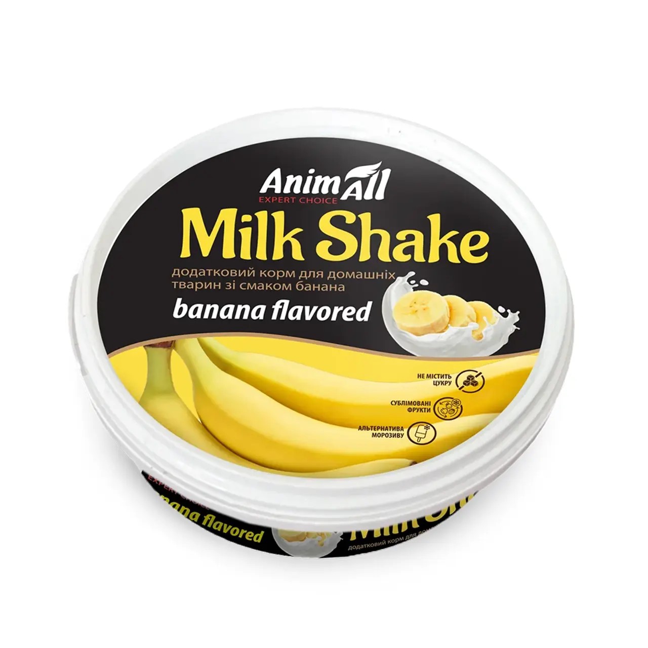 Додатковий корм AnimAll MilkShake для котів та собак зі смаком банана 30 г Додатковий корм AnimAll MilkShake для котів та собак зі смаком банана 30 г
