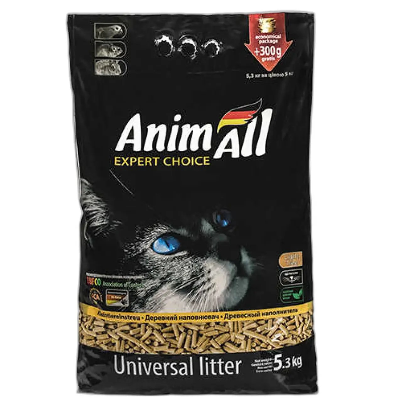 Деревний наповнювач AnimAll без аромату для котів 5 кг + 300 г у подарунок Деревний наповнювач AnimAll без аромату для котів 5 кг + 300 г у подарунок