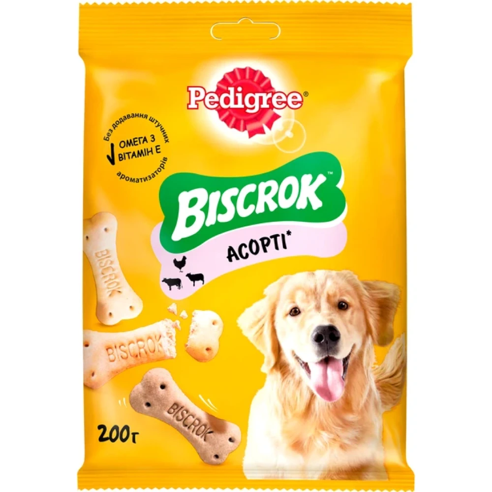 Ласощі Pedigree Biscrok для собак асорті 200 г