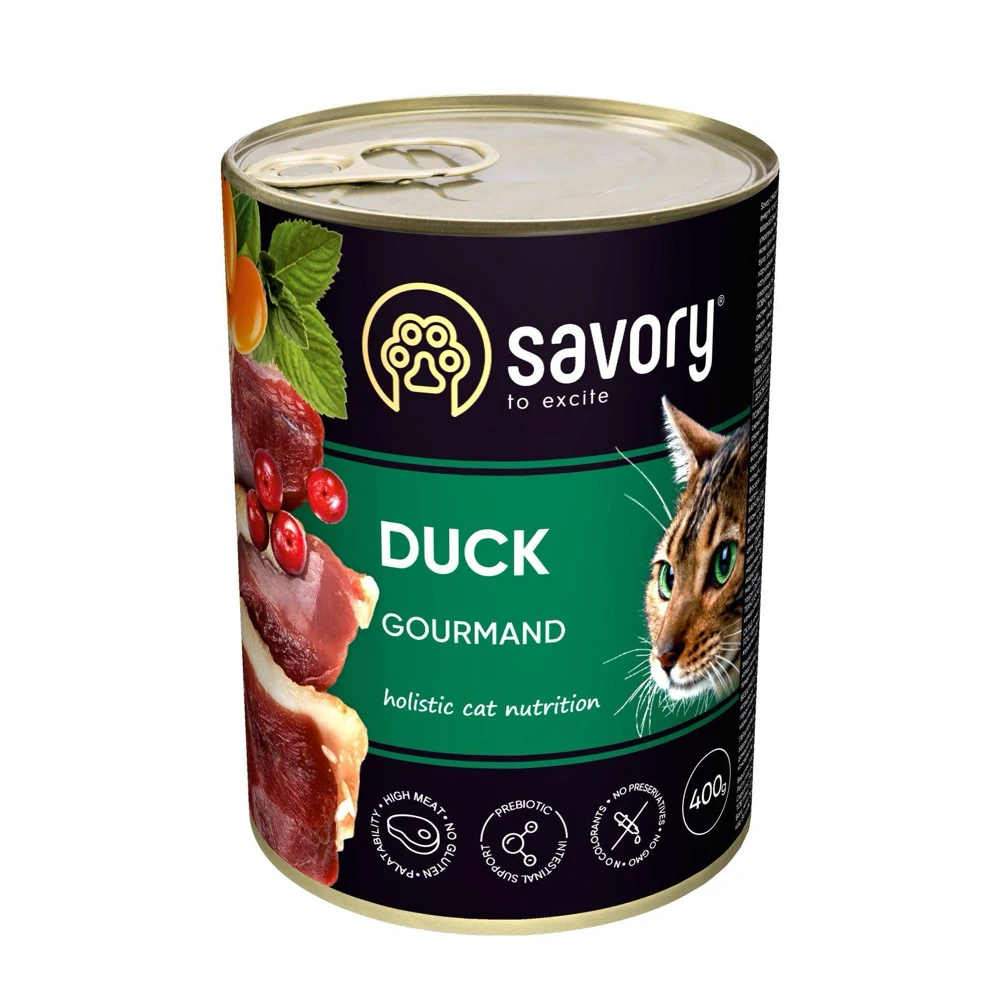 Вологий корм Savory для котів з качкою 400 г