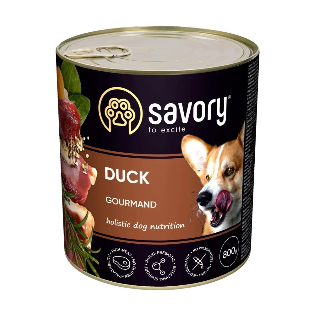 Вологий корм Savory Adult для собак з качкою 800 г