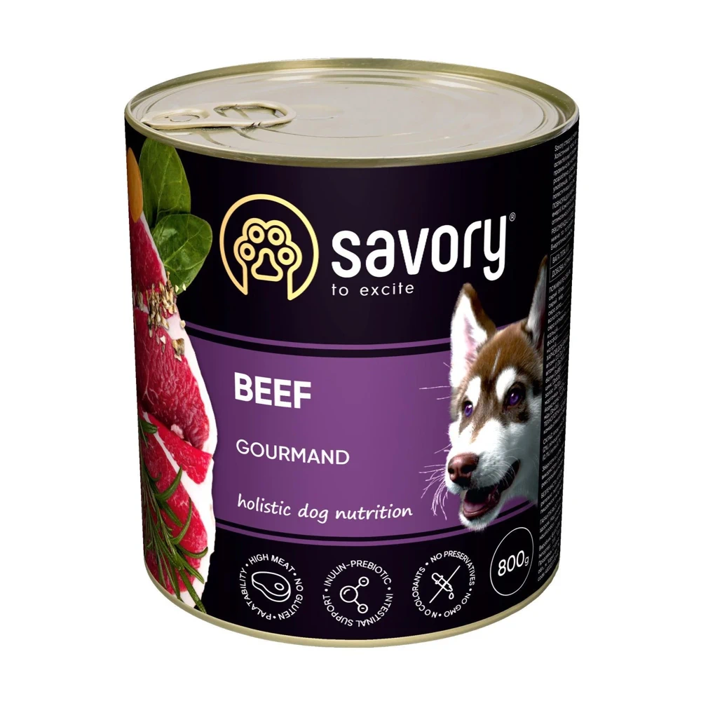 Вологий корм Savory Adult для собак з яловичиною 800 г