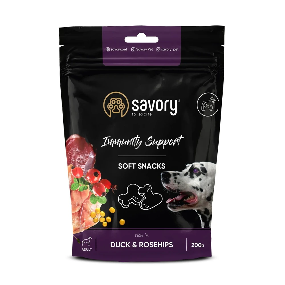 Ласощі для собак Savory Immunity Support Soft Snacks качка та шипшина 200 г
