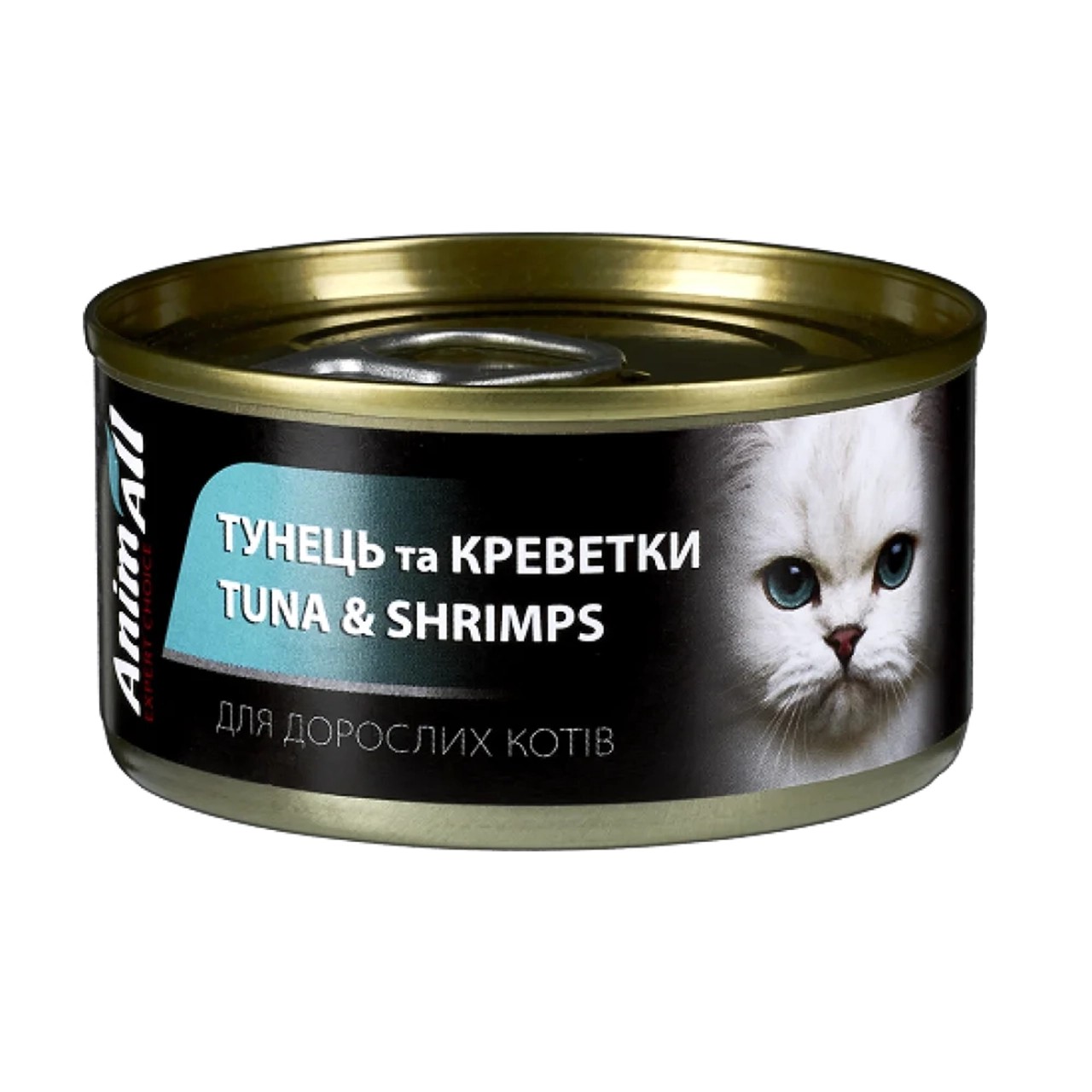 Вологий корм AnimAll для дорослих котів тунець з креветками в ніжному желе 85 г Вологий корм AnimAll для дорослих котів тунець з креветками в ніжному желе 85 г