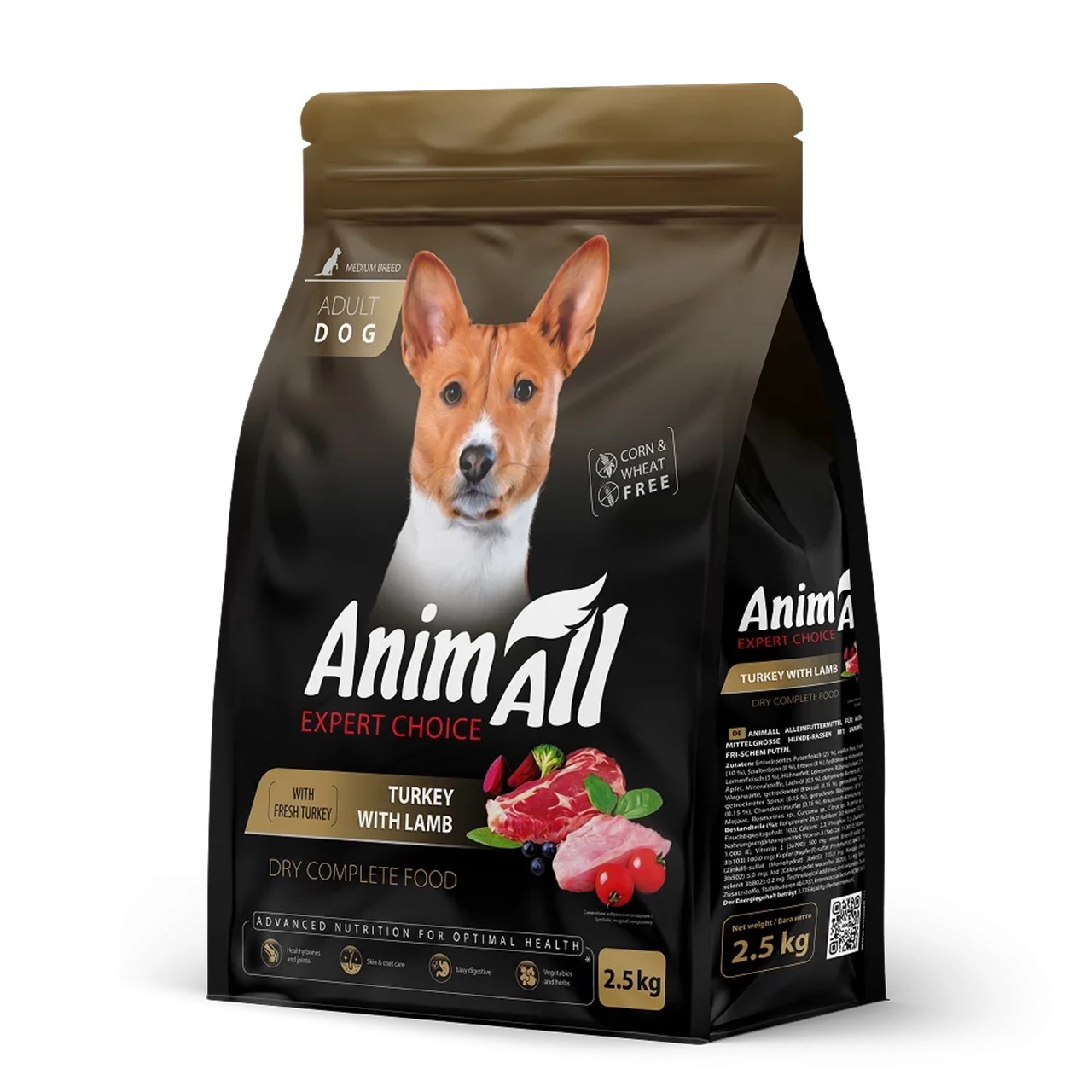 Сухий корм AnimAll для дорослих собак середніх порід зі свіжою індичкою та ягням 2.5 кг Сухий корм AnimAll для дорослих собак середніх порід зі свіжою індичкою та ягням 2.5 кг