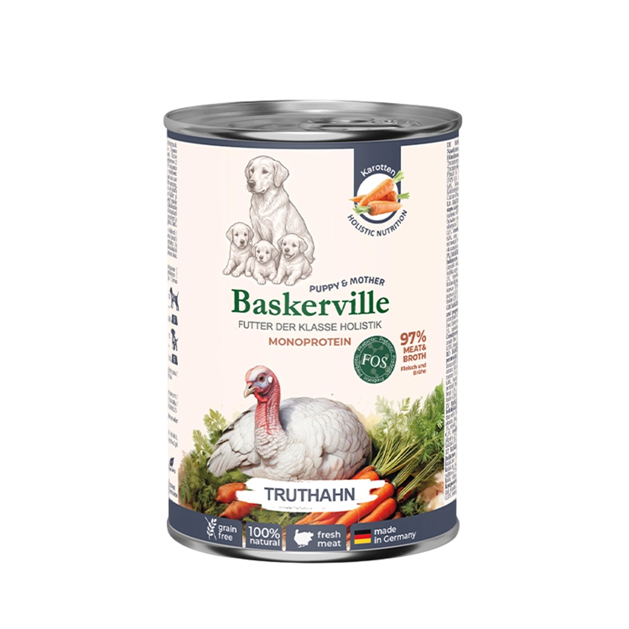 Вологий корм Baskerville Пребіо для цуценят та вагітних собак індичка з морквою 400 г Вологий корм Baskerville Пребіо для цуценят та вагітних собак індичка з морквою 400 г