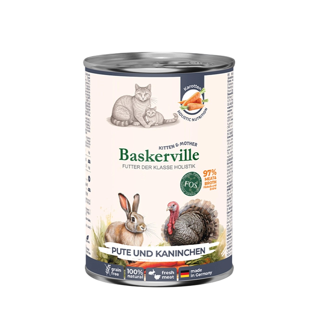 Вологий корм Baskerville Пребіо для кошенят та вагітних кішок індичка та кролик з морквою 400 г Вологий корм Baskerville Пребіо для кошенят та вагітних кішок індичка та кролик з морквою 400 г