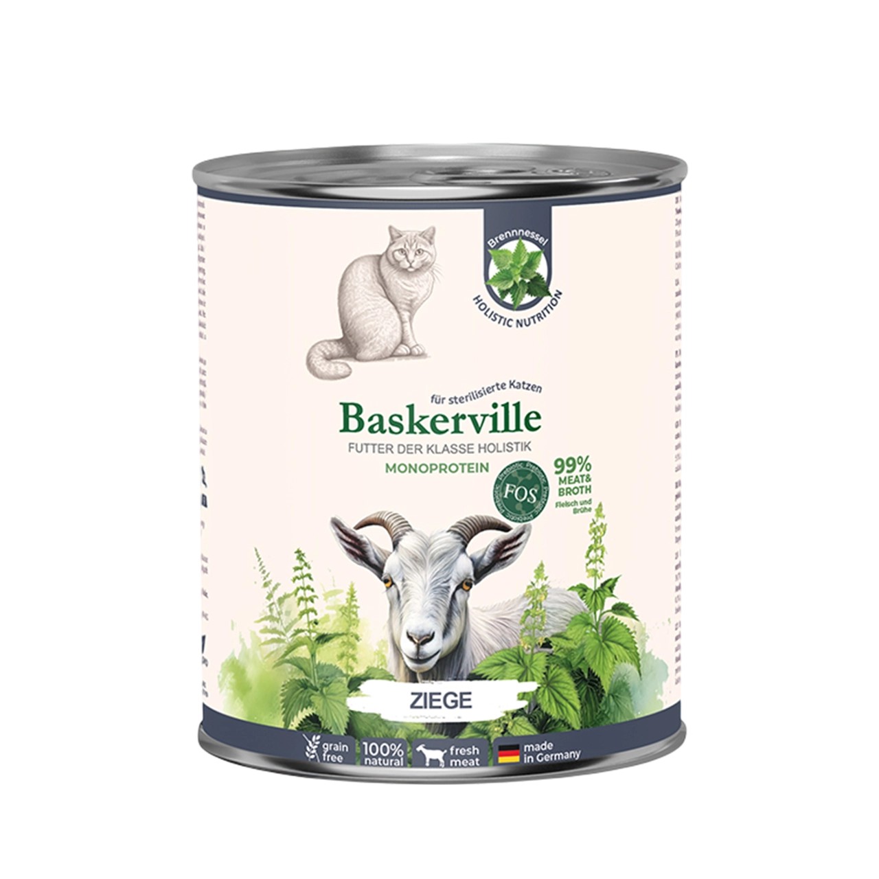 Вологий корм Baskerville Пребіо для стерелізованих котів коза з кропивою 800 г Вологий корм Baskerville Пребіо для стерелізованих котів коза з кропивою 800 г