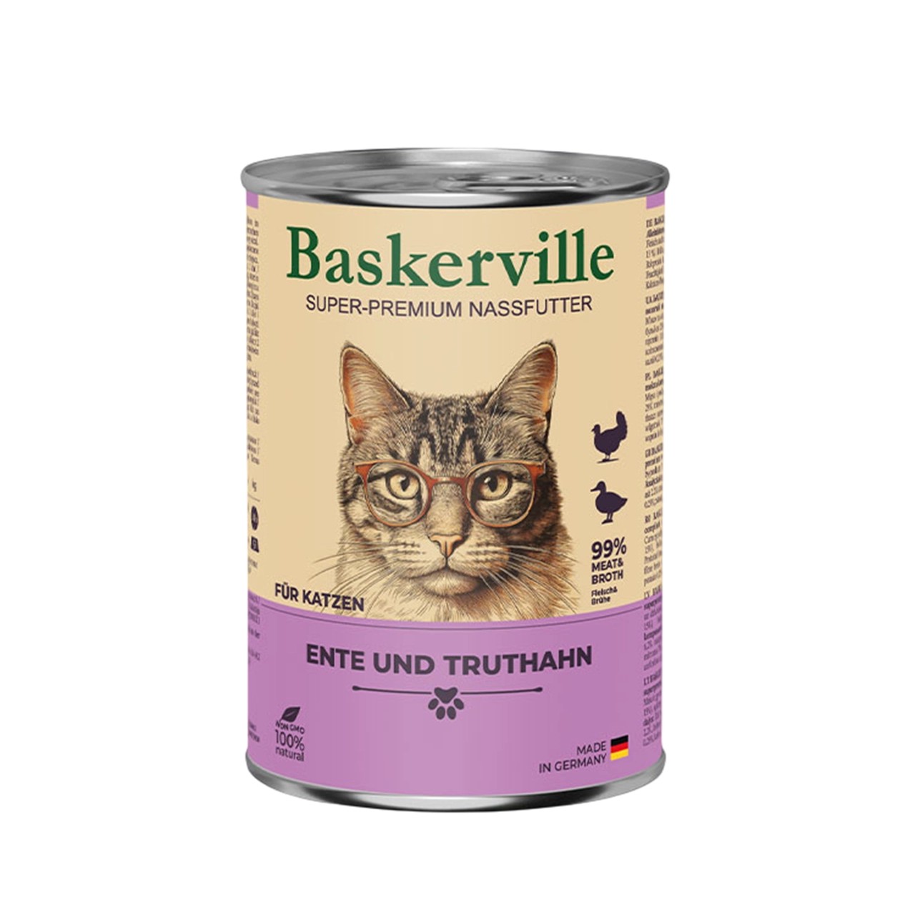 Вологий корм Baskerville для дорослих котів качка та індик 400 г Вологий корм Baskerville для дорослих котів качка та індик 400 г