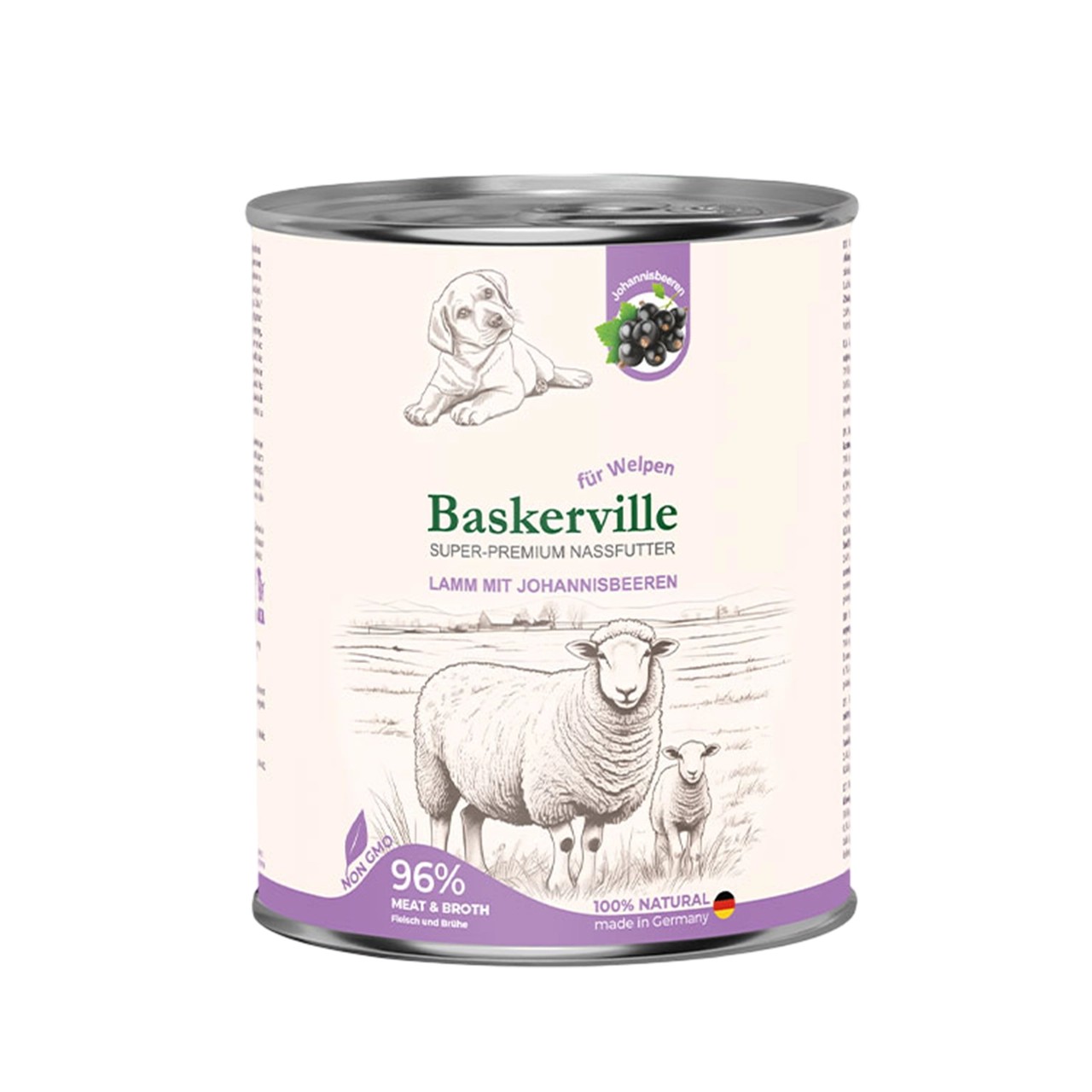 Вологий корм Baskerville для цуценят ягня та смородина 800 г Вологий корм Baskerville для цуценят ягня та смородина 800 г